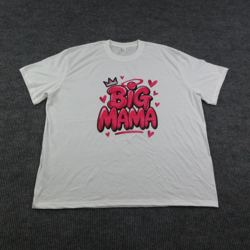 Big Mama Shirt Womens 3XL White Cotton Crewneck Relaxed Casual Graphic Tee